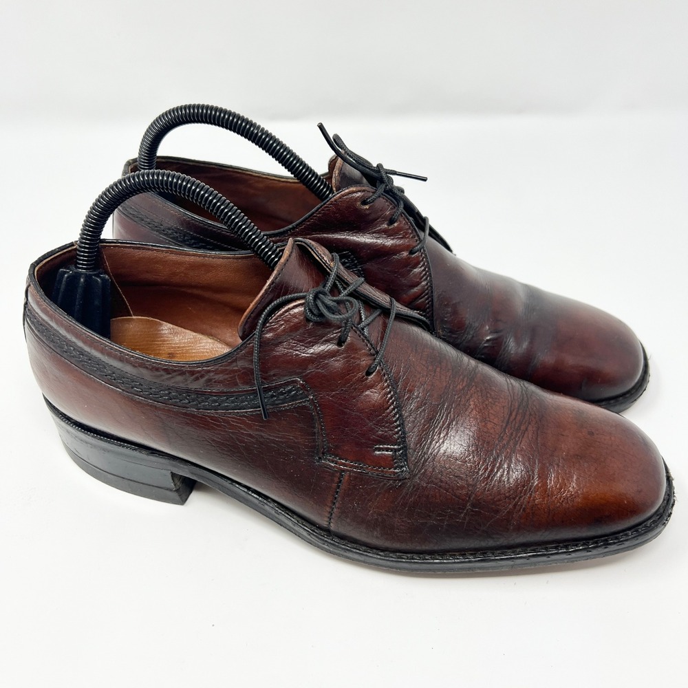 Freeman Men's Size 8D Vintage FreeFlex Brown Soft Leather‎ Apron Toe Oxfords